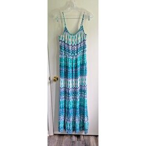 NWT Mossimo Green Tank Top Empire Dress High Waist Scoop Neck Ankle Length Large